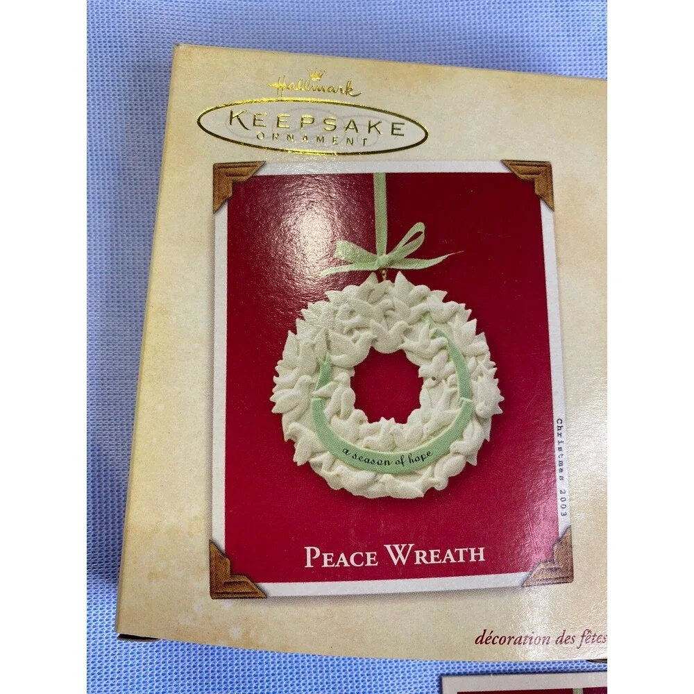 Hallmark Keepsake Ornament: 2003 Peace Wreath  Excellent  With Box